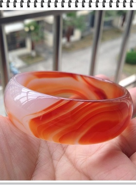 巴西缠丝天然红玛瑙手镯原矿玉镯水润通透加宽加厚时尚女闺蜜礼13