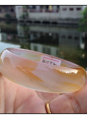 巴西天然象形线条无烤玛瑙手镯水润通透原石玉髓女手环闺蜜礼110