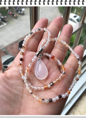 纯天然玛瑙项链礼物平安锁