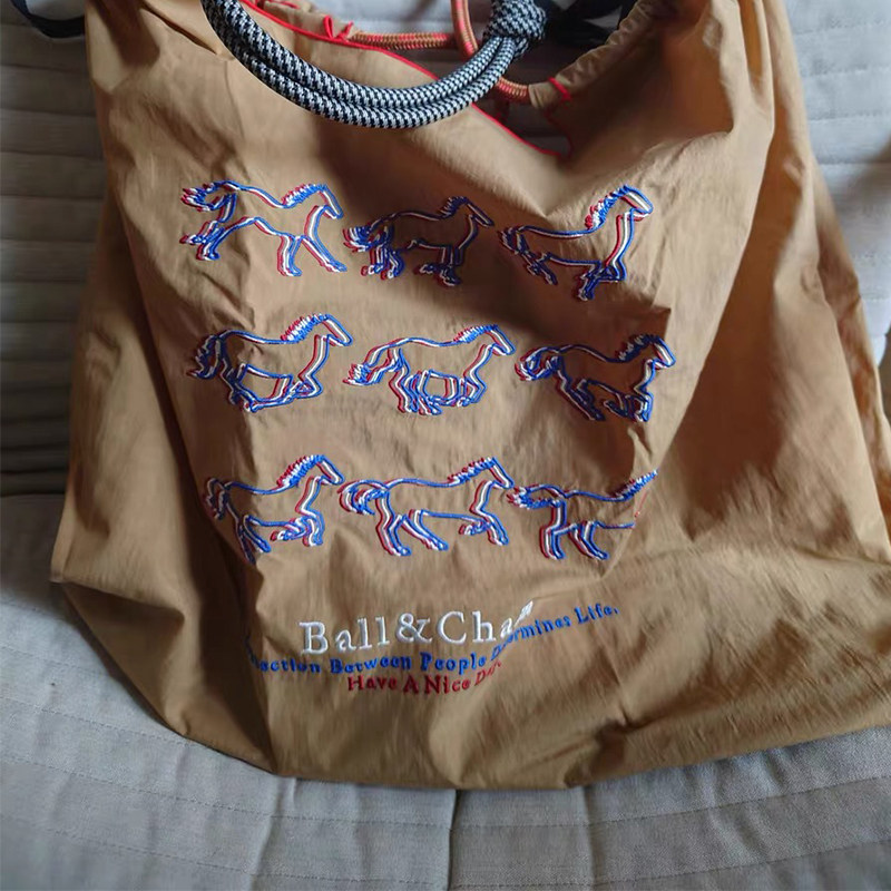 吾身绣品 万马奔腾刺绣ballchain环保布袋日本尼龙布袋,淘宝优惠券,粉丝福利购,淘宝优惠卷