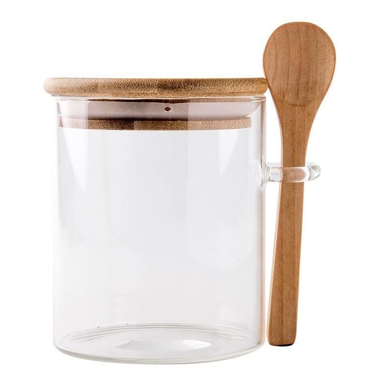 圆形玻璃密封储物罐隔夜燕麦杯耐高温带勺五谷杂粮咖啡豆收纳瓶子,淘宝优惠券,粉丝福利购,淘宝优惠卷