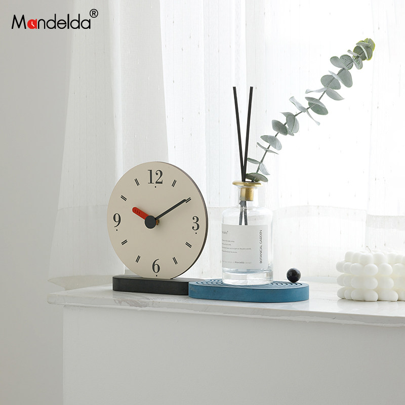 Mandelda办公桌面高级感时钟摆件家居客厅玄关电视柜酒柜装饰品,淘宝优惠券,粉丝福利购,淘宝优惠卷