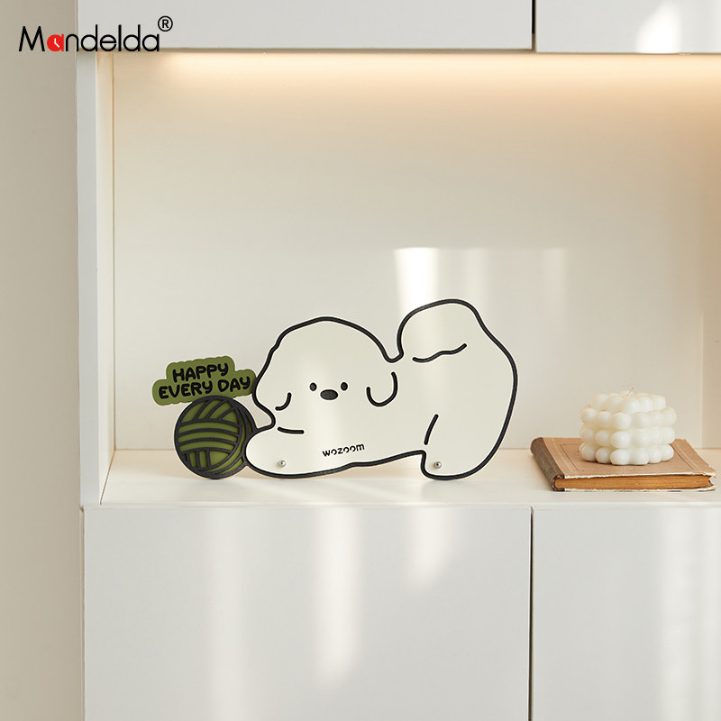 Mandelda萌趣小狗创意摆件时钟家居饰品客厅玄关电视柜装饰办公桌,淘宝优惠券,粉丝福利购,淘宝优惠卷