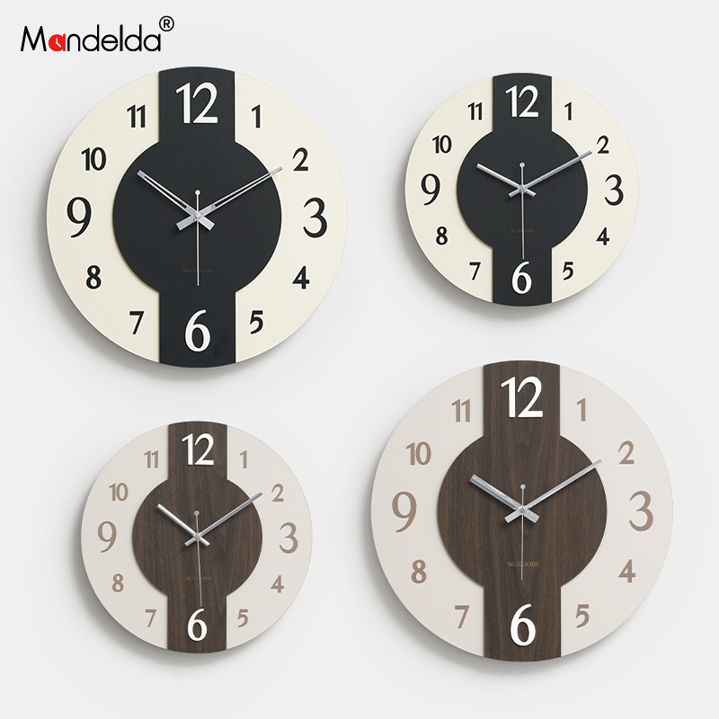 Mandelda免打孔钟表挂钟客厅2024新款家用圆形创意时钟表简约现代