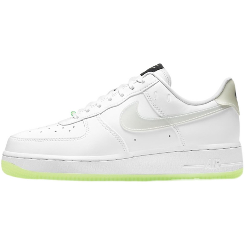 Nike Air Force 1 AF1白绿夜光荧光笑脸板鞋 CT3228-100-701-图3