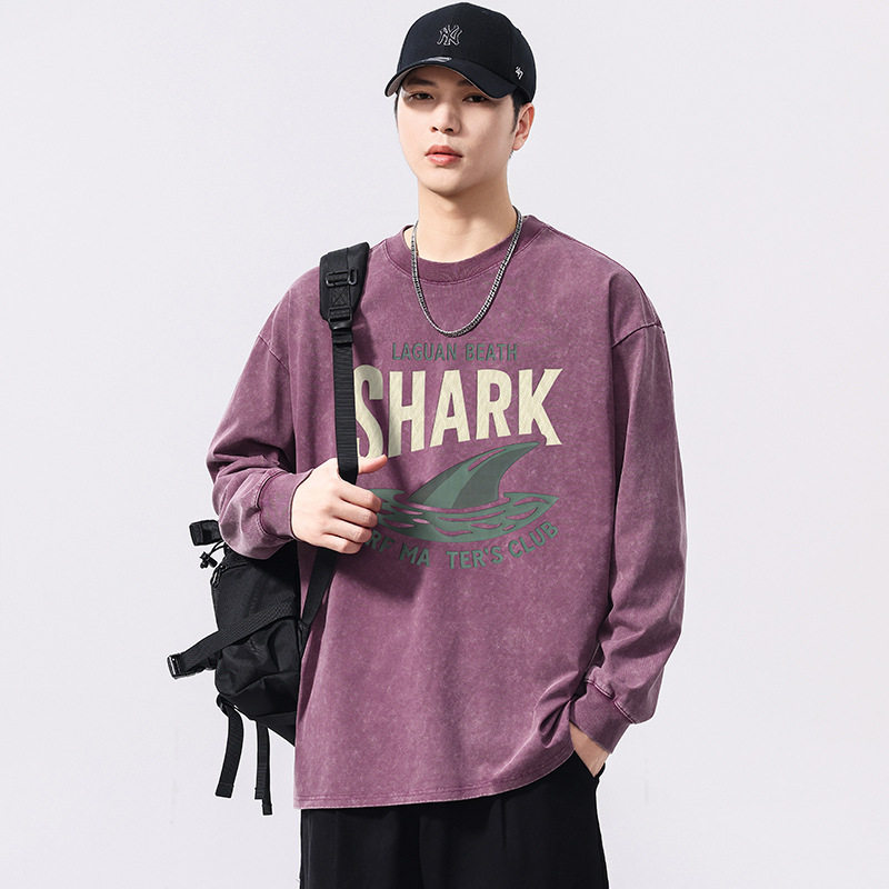 300斤大码男装秋季新品复古做旧长袖T恤男宽松水洗立体印花上衣,淘宝优惠券,粉丝福利购,淘宝优惠卷