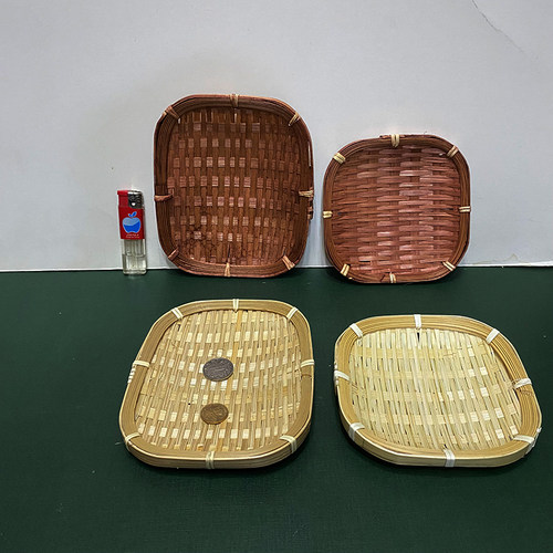 手工竹编制品小竹筛竹篮子农家用竹篓水果盘子竹簸箕圆形竹箩藤筐 - 图2