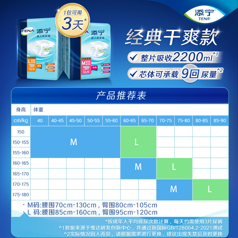 tena /添宁成人尿不湿老人用大吸量 添宁成人用纸尿护理用品