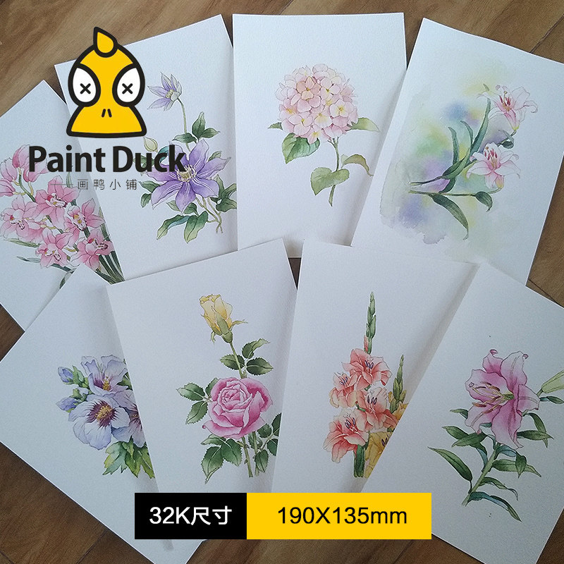 宝虹300g棉浆中粗纹水彩线稿画稿上色本涂色卡初学临摹素材花卉植,淘宝优惠券,粉丝福利购,淘宝优惠卷