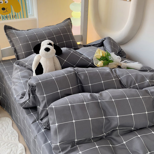 高中大学生宿舍床上三件套床笠款纯棉被套罩上下铺男生单人90x190 - 图2