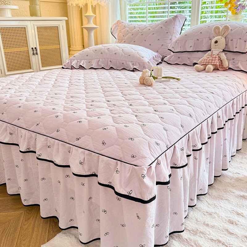 新品加厚夹棉床裙单件床罩床盖防滑纯棉全棉三件套花边遮丑床笠罩,淘宝优惠券,粉丝福利购,淘宝优惠卷