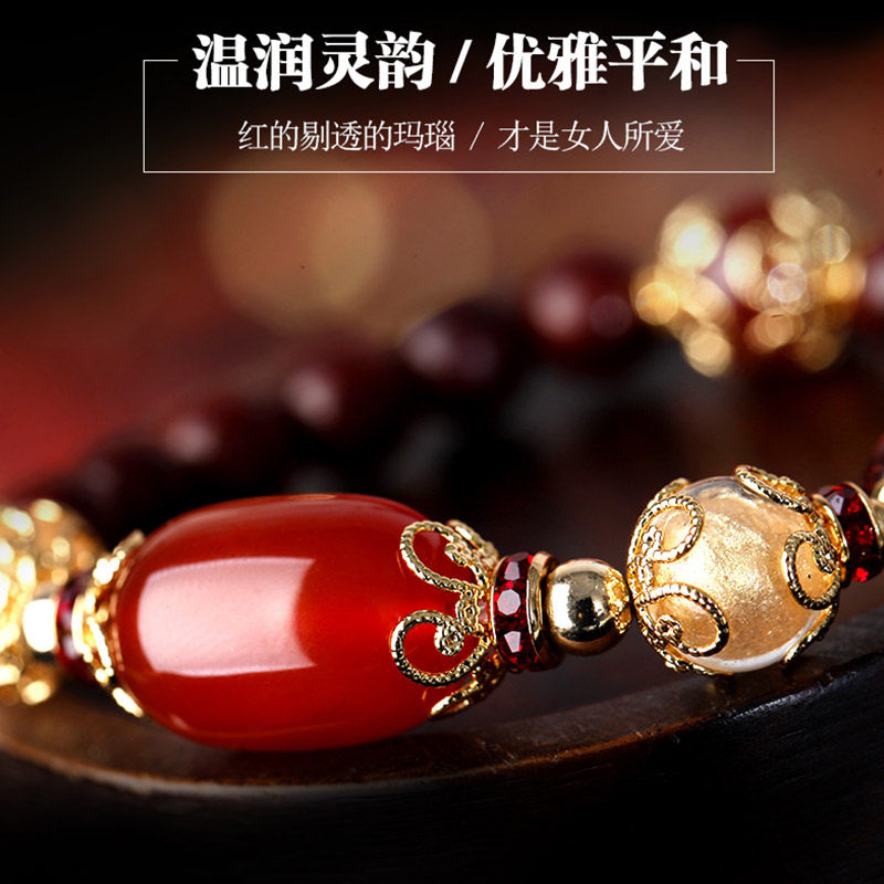 凤凰涅磐红玛瑙女民族风小叶手链 凤凰涅磐手链