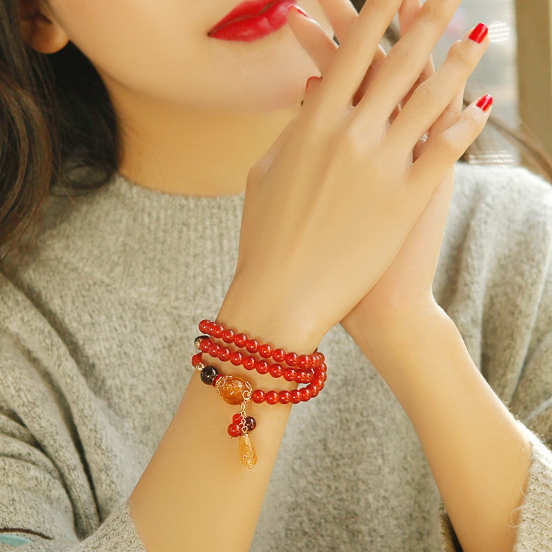 凤凰涅磐女红玛瑙手串古风编织手链 凤凰涅磐手链