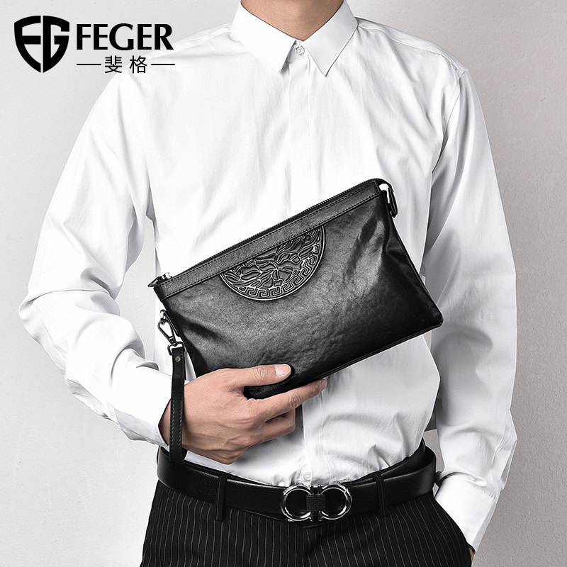 头层牛皮大容量软皮包男士商务夹包 斐格男士包袋