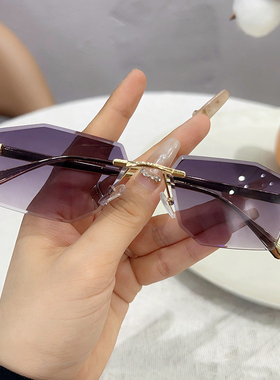 亏本清仓gm墨镜女网红太阳镜潮时尚黑色无框眼镜大脸显瘦防紫外线