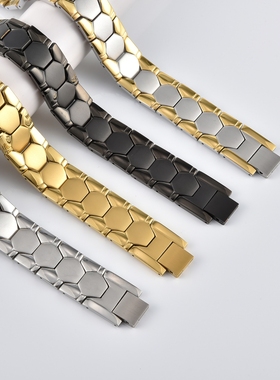 朵利姿男士黑色钛钢足球龟背手链