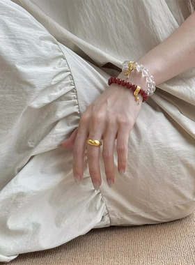 古法锤纹戒指复古极简风时尚叠戴