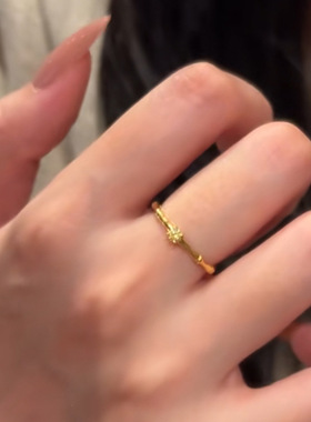 古法金转运竹节钻简约指环