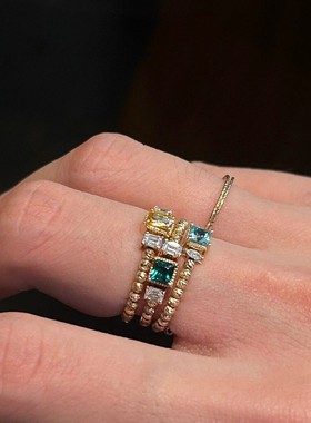 格调小红书爆款精致vintager方钻石麻花细戒高级感小众戒指食指戒