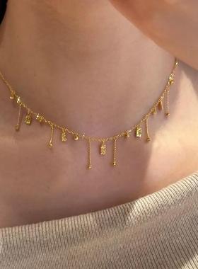 格调 小红书爆款碎光波光粼粼吊坠不规则流苏项链设计感锁骨链女