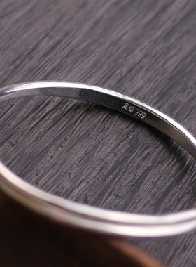 S999足银儿童手镯一对祝福百日礼物 宝宝手镯 童镯纯银手工