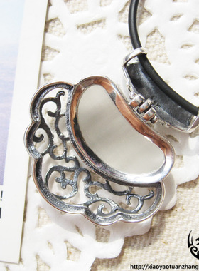 纯银祥云复古镂空花纹吊坠项链