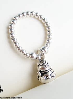 925纯银泰银超萌戒指女款小指