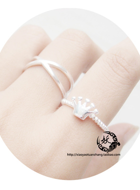 925纯银戒指简约光面皇冠公主