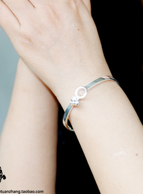 光面圆环可打开时尚风足银手镯