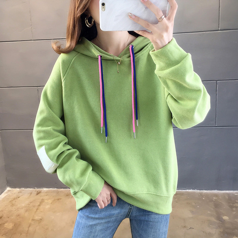 2020新款加绒加厚牛油果绿宽松卫衣 阡玫瑰卫衣/绒衫