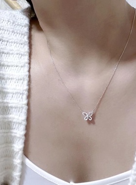 日本代购 Graff/格拉夫新款迷你钻石蝴蝶幻影白金项链女送礼