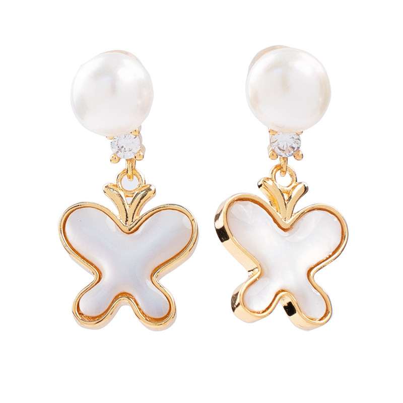 风下Hrfly 7-7.5MM淡水珍珠耳环 蝴蝶款珍珠耳钉 礼盒包装,淘宝优惠券,粉丝福利购,淘宝优惠卷