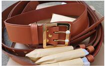 Delicate double-needle cow leather belt native cow leather wide belt