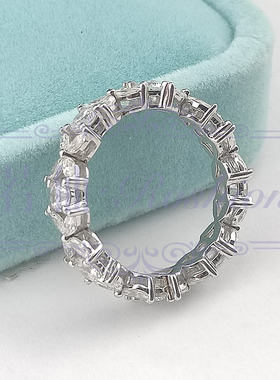 维多利亚XO排钻戒指S925纯银镀金指环女白金色20分食指小众高级感