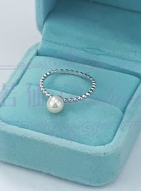 珠边珍珠6mm戒指S925纯银镀金指环女设计感时尚高级个性饰品潮流