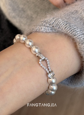 方糖家澳白色珍珠轻奢锆石手链