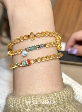 方糖家然黄水晶金刚杵三圈手串