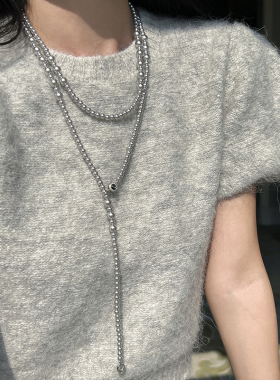 多种戴法真多麻色银灰珍珠毛衣链