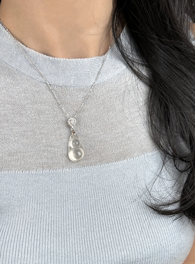 方糖家纯银天然高冰透葫芦项链