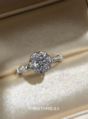 方糖家纯银莫桑钻在逃公主戒指