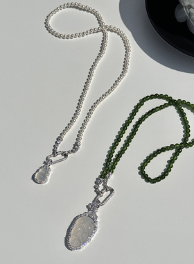 方糖家高冰玉髓叶片葫芦项链