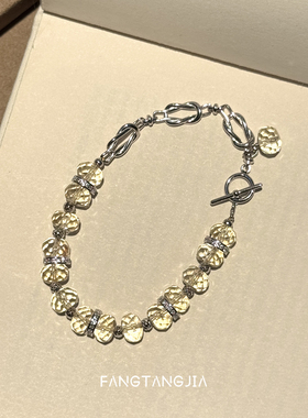 方糖家巴西黄水晶纯银拼接手链