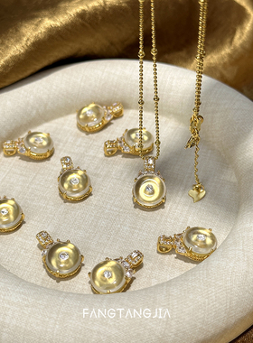 方糖家天然水沫玉平安扣纯银项链