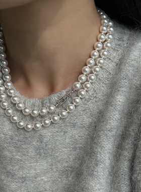 奥地利施家强光珍珠多种戴法项链