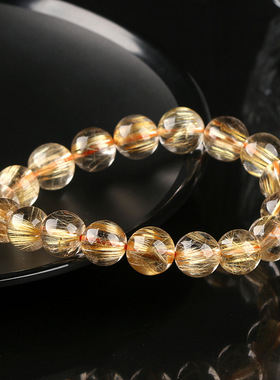 天然金发晶手串 高货发晶顺发招财之石圆珠素圈百搭单圈