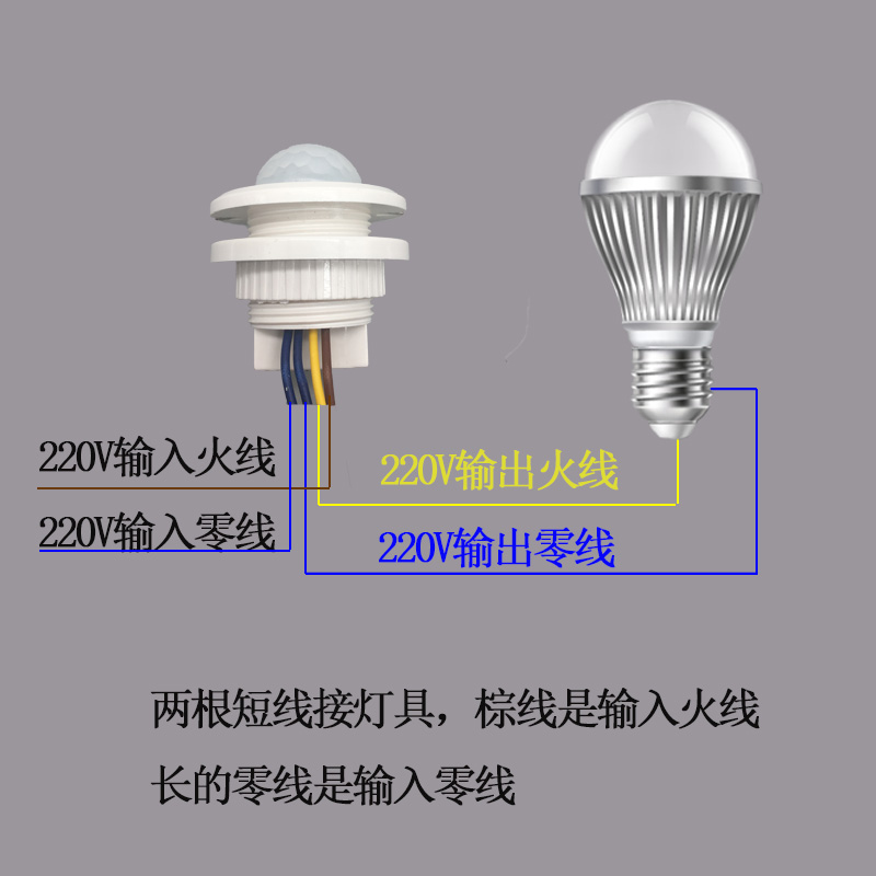 探测者220V红外线人体感应开关嵌入探头智能可调延时光感楼道光控 - 图2