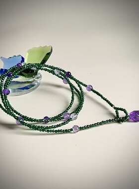 【魅】显白绿尖晶石紫水晶长款项链毛衣链多圈手串双圈choker