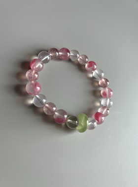 【桃花缘系列】荔枝冻樱花雨老山檀粉水晶莫粉帝王紫砂女生手串