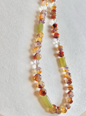 天然紫黄玉髓项链女款轻奢小众设计感高级精致气质百搭