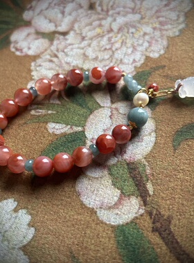 【幸福有余】年末福利冰飘南红蓝水天然珍珠925银 新年红本命年红